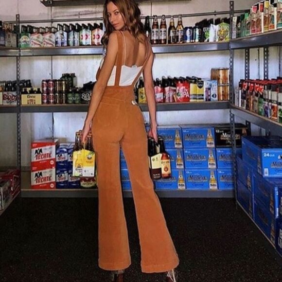 Rolla’s Brown Overall Corduroy Flare Leg Jumpsuit Sz 25 - Picture 1 of 9